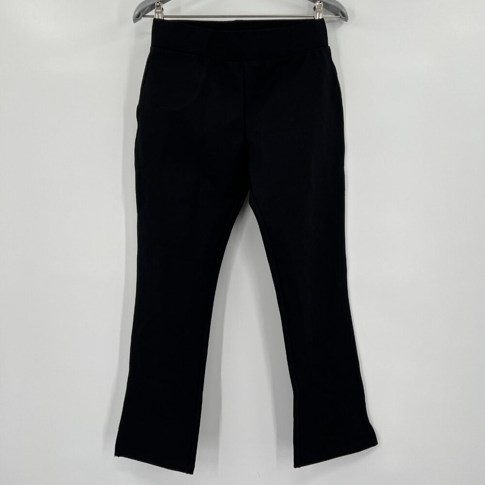 Quince Women's Black Ultra-Stretch Ponte Pants Kick Flare sz L 24" Inseam NWT - Picture 2 of 7